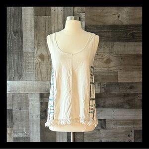 Madewell cream sleeveless top small embroidered western boho coastal cowgirl